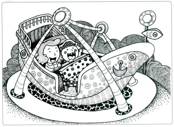 海盗船儿童线描画法步骤
