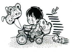 儿童车儿童线描画法步骤