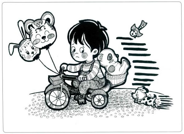 儿童车儿童线描画法步骤