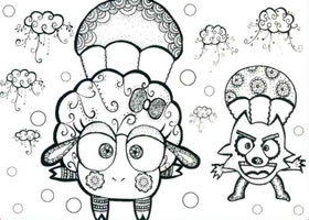 大灰狼和小绵羊儿童线描画法步骤