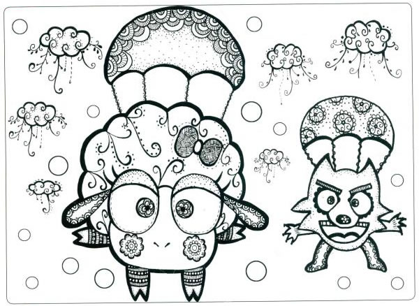 大灰狼和小绵羊儿童线描画法步骤