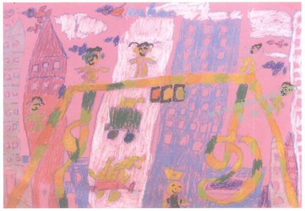油画棒在彩色纸上作画的步骤图示04