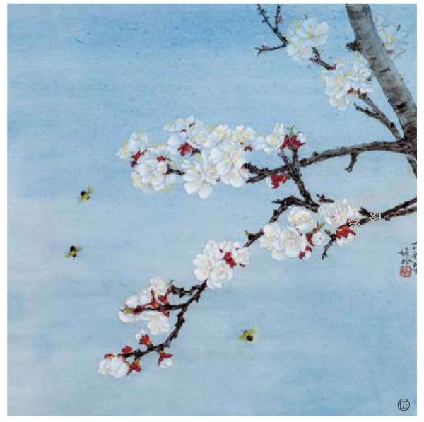 杏花工笔画法步骤范例05