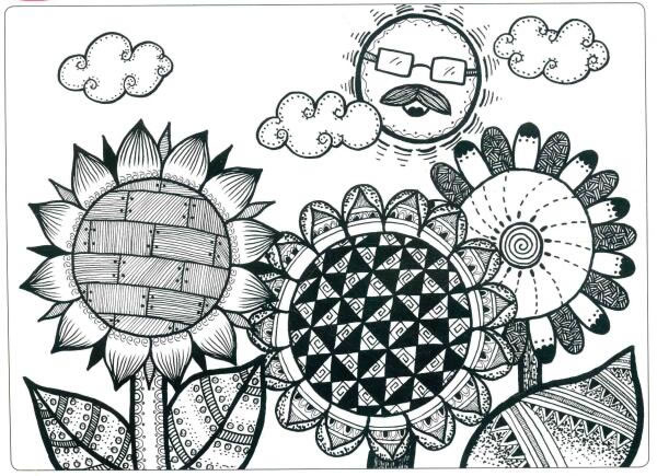 向日葵儿童线描画法