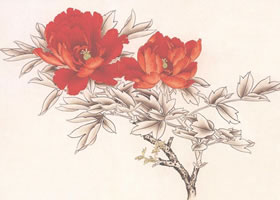 “状元红”牡丹的画法