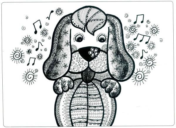 小花狗儿童线描画法步骤