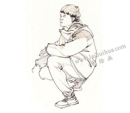 蹲姿速写步骤03