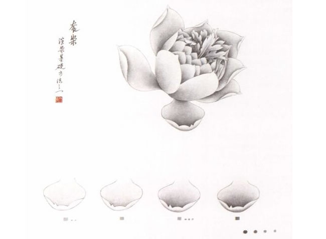 荷花工笔画渲染图例
