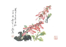 一串红写意画法