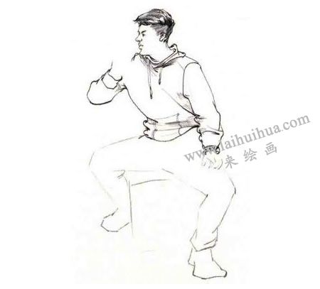 人物坐姿速写步骤02