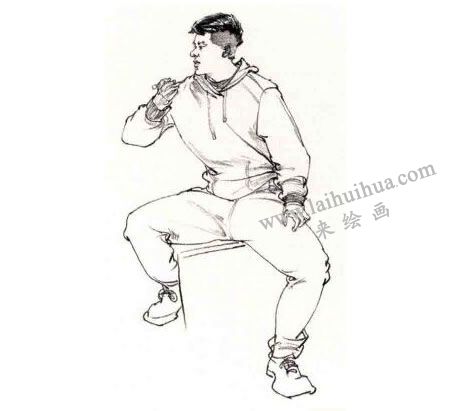 人物坐姿速写步骤03