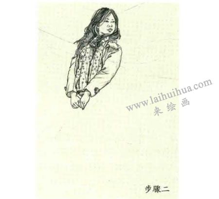 人物速写站姿的画法步骤02