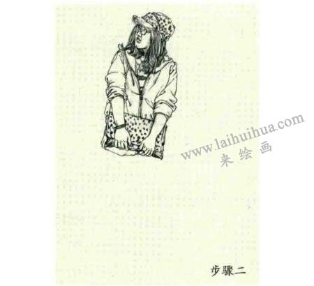 人物速写站姿的画法步骤02