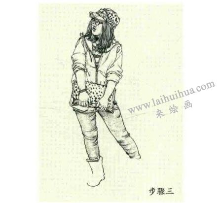 人物速写站姿的画法步骤03