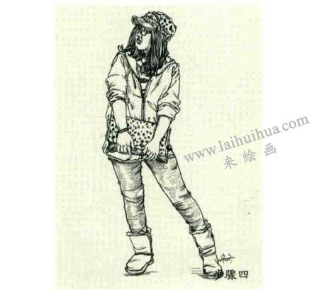 人物速写站姿的画法步骤04