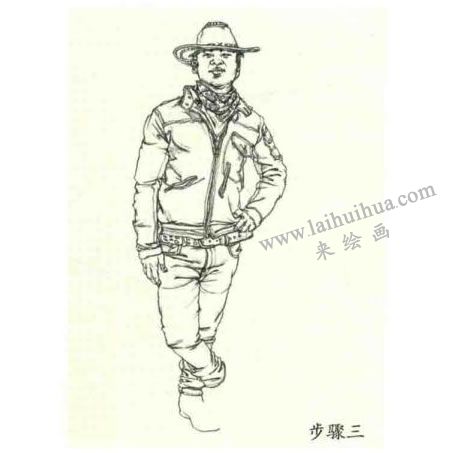 人物速写站姿的画法步骤03