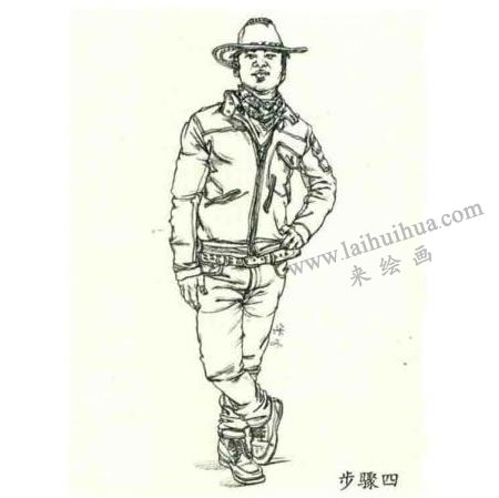 人物速写站姿的画法步骤04