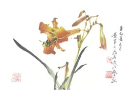 萱花写意画法
