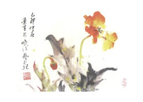 虞美人写意画法