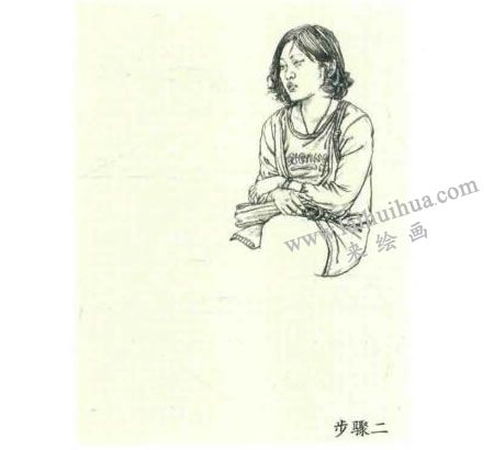 人物速写坐姿的画法步骤02