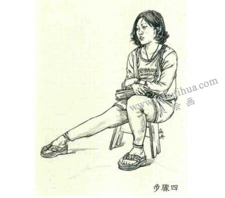人物速写坐姿的画法步骤04