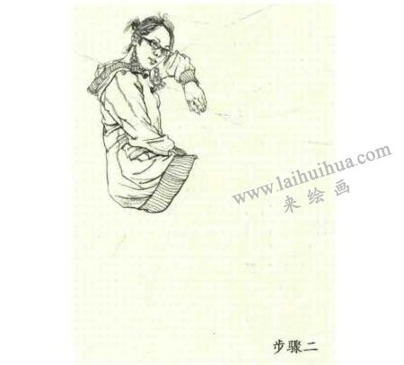 人物速写坐姿的画法步骤02