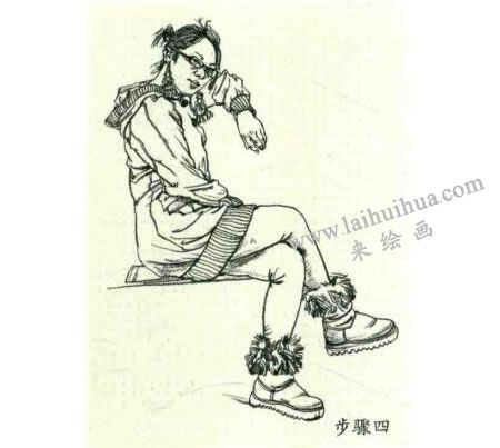 人物速写坐姿的画法步骤04