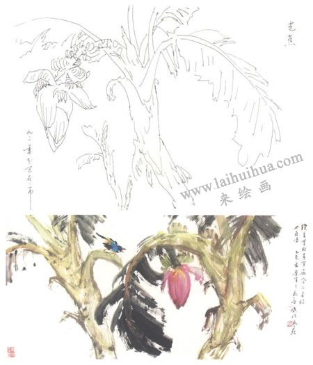 芭蕉写意画法