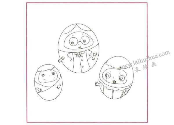 不倒翁儿童线描画法步骤图示01