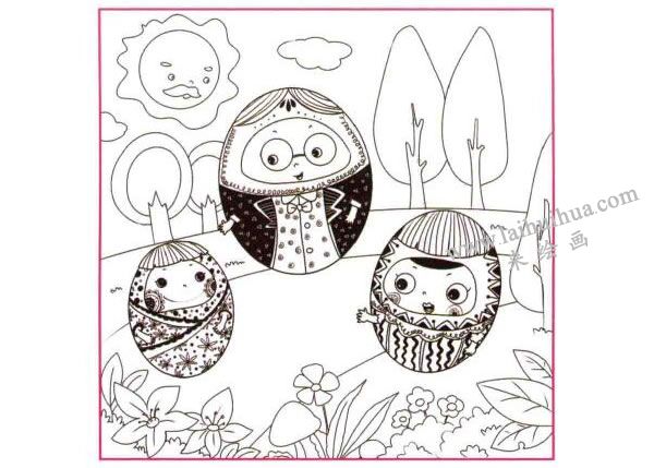 不倒翁儿童线描画法步骤图示03