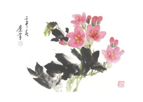 锦带花写意画法