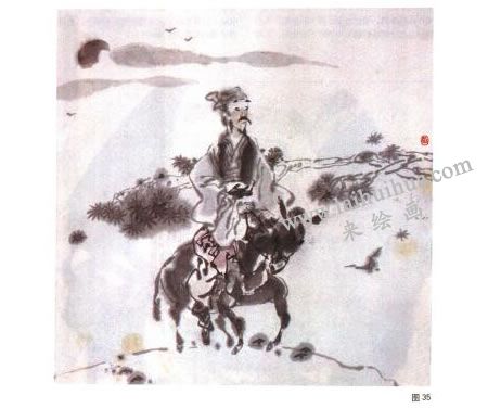 写意人物宿墨法图例
