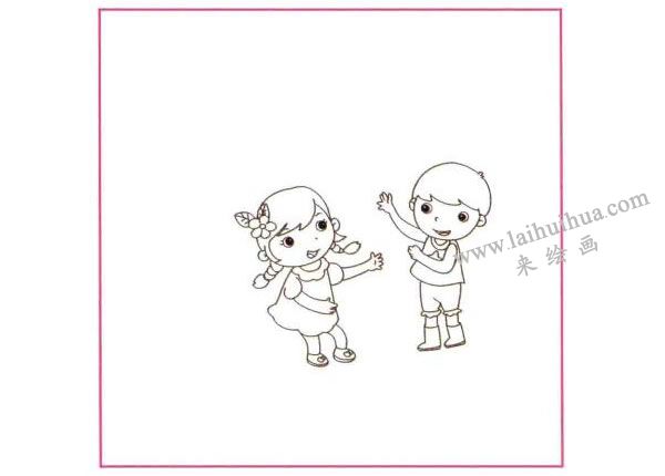 月亮船儿童线描画法步骤图示01