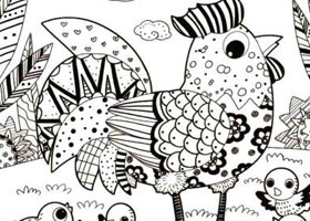 大公鸡儿童线描画法步骤