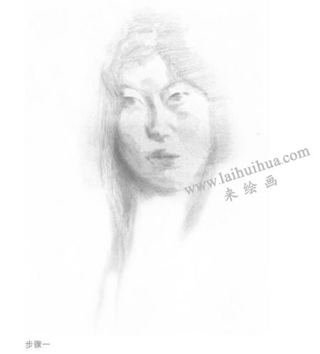 《女青年肖像》素描写生步骤01