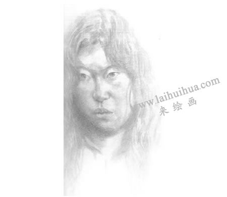 《女青年肖像》素描写生步骤03