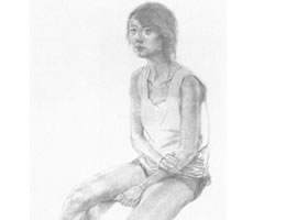 《女青年全身素描》写生