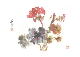 天竺葵写意画法