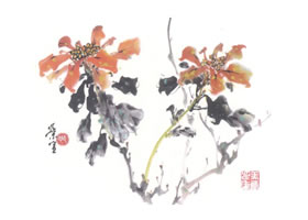 一品红写意画法