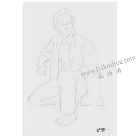 蹲姿人物的速写画法步骤01