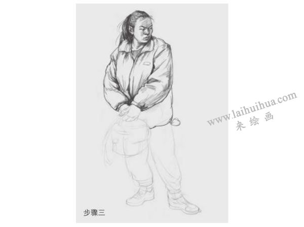 人物站姿速写画法步骤03