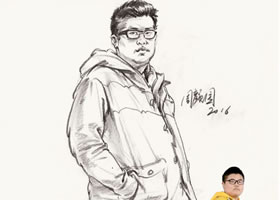 男性站姿速写作品欣赏