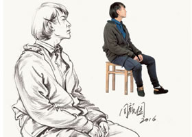 男性坐姿速写作品欣赏