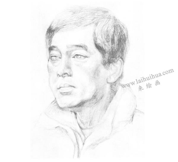 《男子头像》素描画法步骤图示03