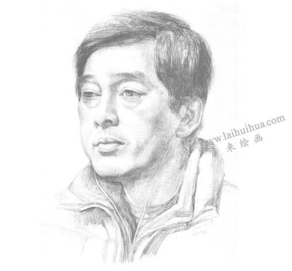 《男子头像》素描画法步骤图示04