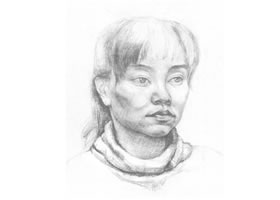 女青年头像素描画法（二）