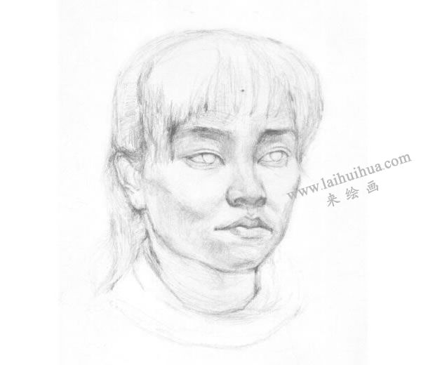 《女青年头像》素描画法步骤图示02