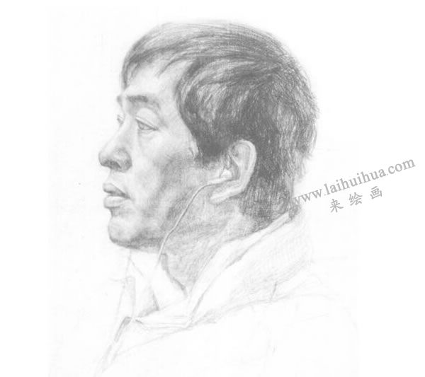 《男子侧面像》（胸像）素描画法步骤03