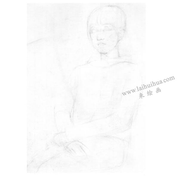 《女大学生》（半身像）素描画法步骤01