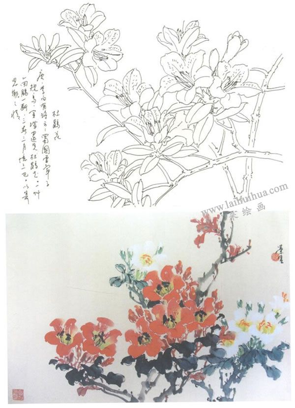 杜鹃花写意画法